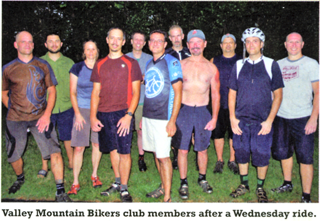 Valley Mountain Bikers club members after a Wednesday ride.